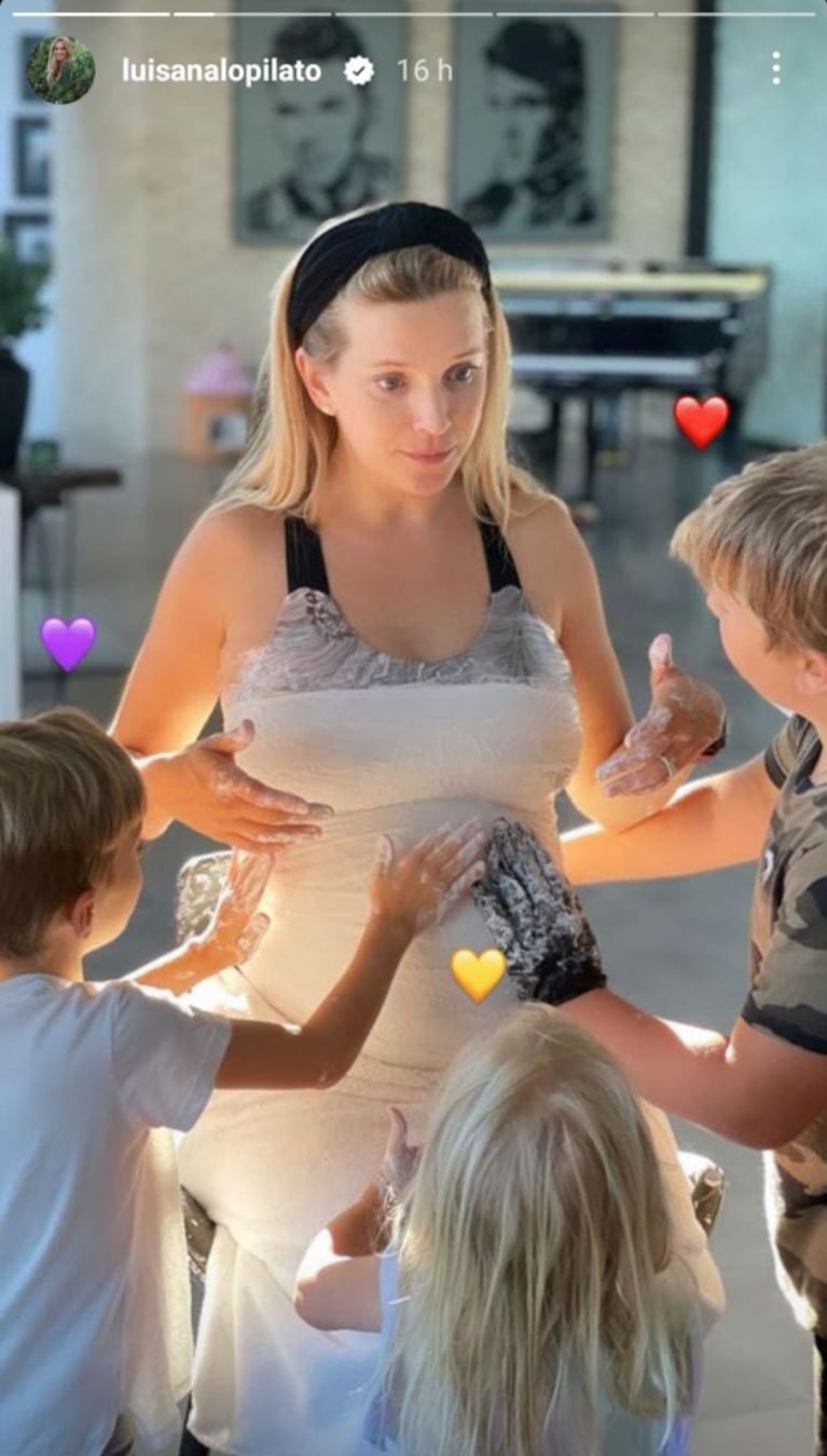 Luisana Lopilato cumplió con su familia el rito de cada embarazo: "Transformamos la panza en arte" 