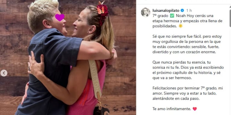 Luisana Lopilato emocionó con un mensaje para Noah por un importante logro escolar: “Empieza una nueva etapa”. Crédito: Instagram.