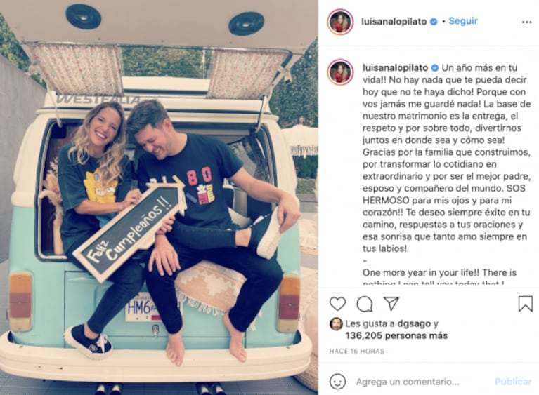Luisana Lopilato le dedicó un romántico mensaje a Michael Bublé, que cumplió 46 años: "La base de nuestro matrimonio es la entrega"