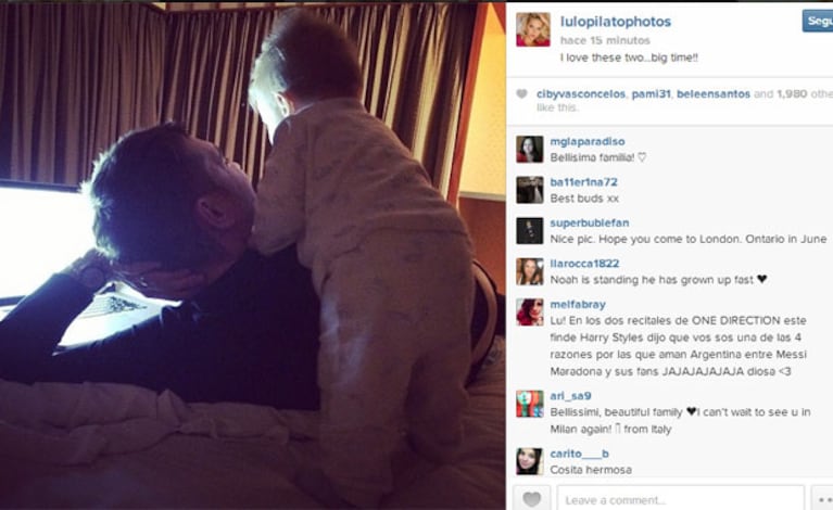 Luisana Lopilato, Michael Bublé y su hijo Noah, divertidos en Instagram (Fotos: Instagram). 