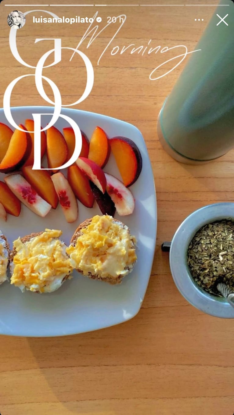 Luisana Lopilato mostró su desayuno fit después de su rutina de entrenamiento (Foto: Instagram/@luisanalopilato).