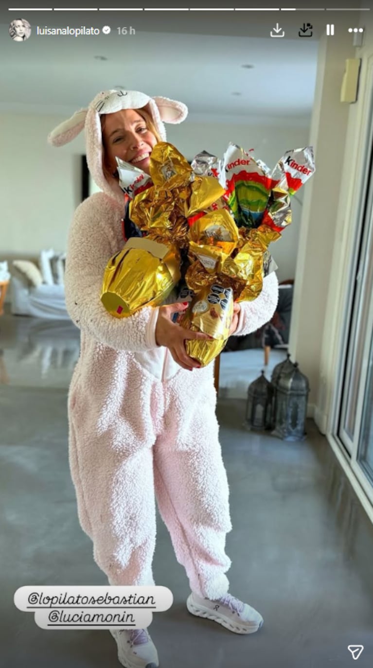 Luisana Lopilato se disfrazó de conejo de pascuas y sorprendió a toda su familia: el video | Créditos: Instagram @luisanalopilato
