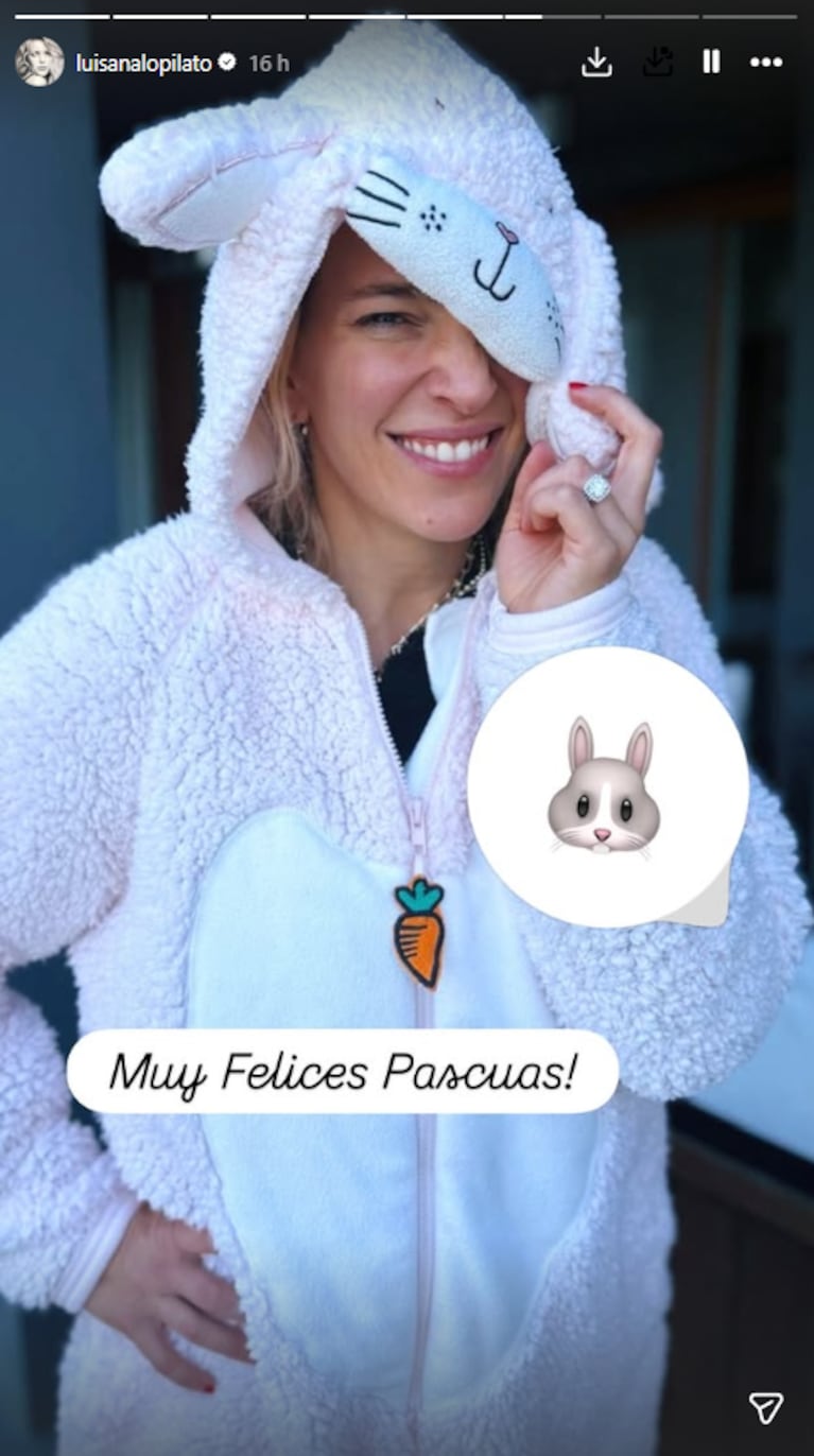 Luisana Lopilato se disfrazó de conejo de pascuas y sorprendió a toda su familia: el video | Créditos: Instagram @luisanalopilato