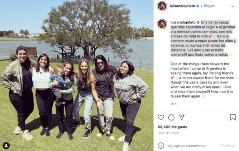 Luisana Lopilato tuvo un emotivo reencuentro con sus amigas de Argentina: "Siempre están a pesar de la distancia"