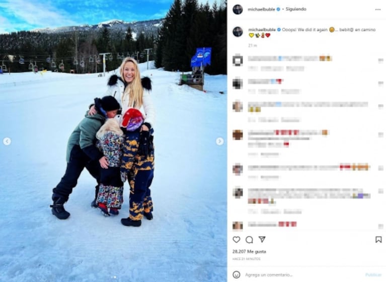 Luisana Lopilato y Michael Bublé confirmaron que esperan a su cuarto bebé: "Ups, lo hicimos de nuevo"