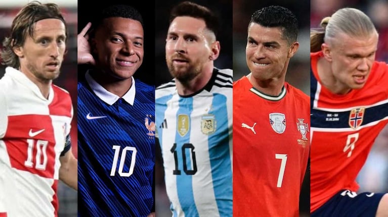 Luka Modrić, Kylian Mbappé, Leo Messi, Cristiano Ronaldo y Erling Haaland (Fotos: Instgram de los jugadores)