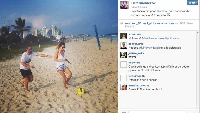 Luli Fernández en las arenas de Río de Janeiro. (Foto: Instagram.com/lulifernandezok)