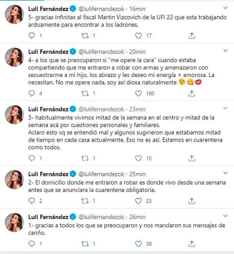 Luli Fernández respondió a los insólitos cuestionamientos por su video del robo: "Soy así 'diosa' natural"