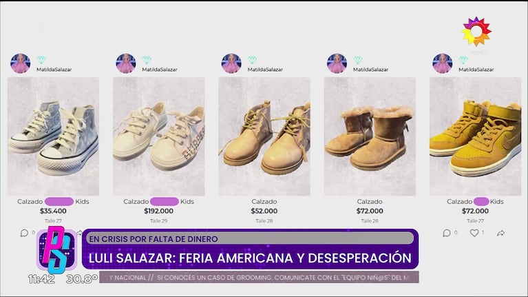 Luli Salazar puso a la venta su ropa de lujo  usada de su hija Matilda (Foto: captura de eltrece).