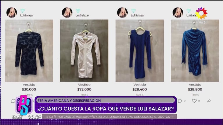 Luli Salazar puso a la venta su ropa de lujo usada (Foto: captura de eltrece).