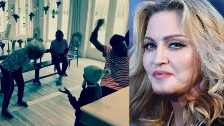 Madonna y sus hijos se divierten en aislamiento.