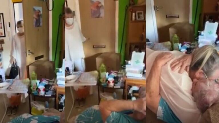  Madre e hija se reúnen por primera vez después de 4 meses sin verse por la cuarentena