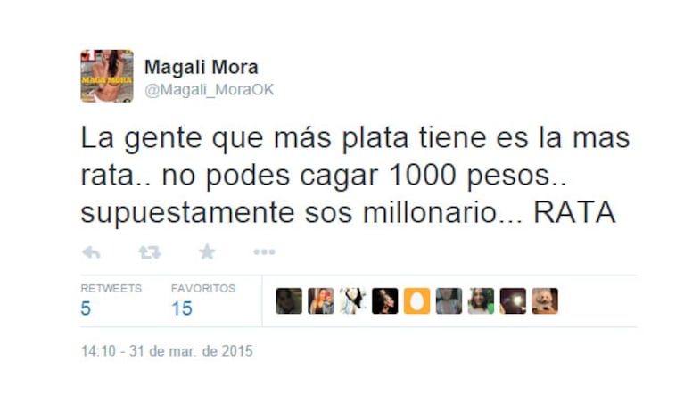 Magalí Mora trató de rata a Ariel Diwan (Foto: Twitter)