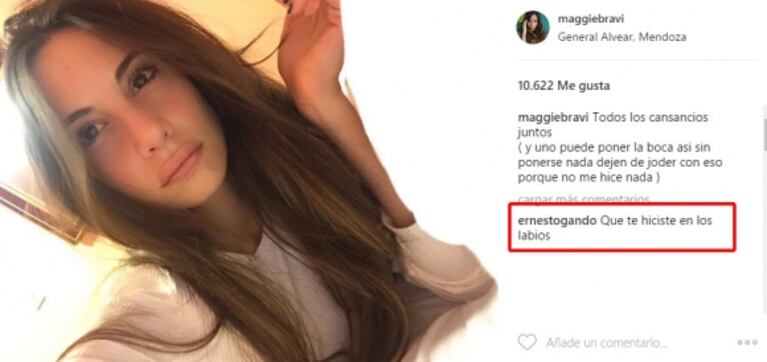 Magui Bravi negó haberse hecho un retoque estético en los labios: "Uno puede poner la boca así sin ponerse nada" 