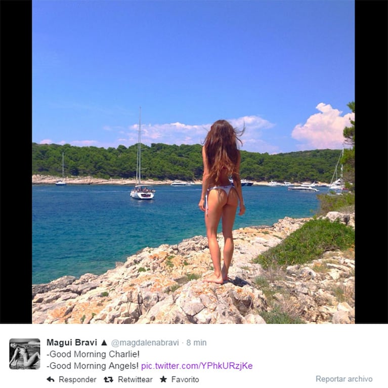Magui Bravi provocó en Twitter con una foto en bikini y una pose sugerente  (Foto: Twitter)