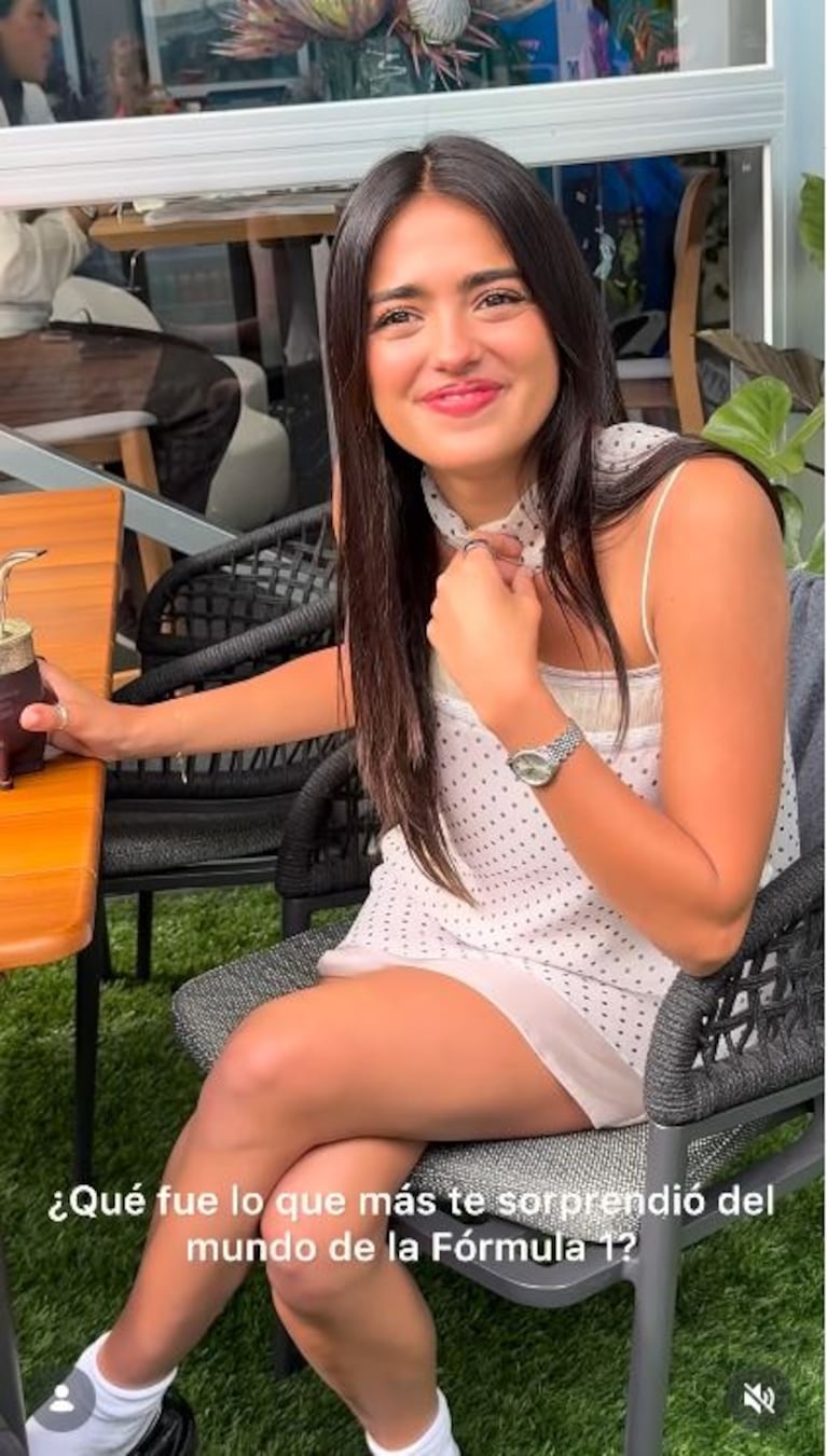 Maia Reficco en el Premio de Miami de la F1 acompañando a Franco Colapinto (Foto: captura de Instagram/@alemartinezcba).