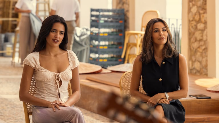 Maia Reficco (Ry) and Eva Longoria (Isolde) in THE LAST SUNRISE Photo Credit: Lucia Faraig / Prime © Amazon Content Services LLC