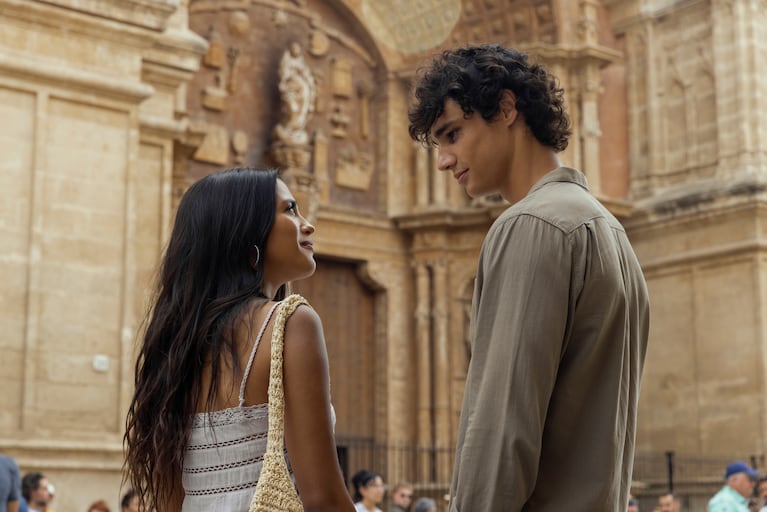 Maia Reficco (Ry) and Fernando Lindez (Julian) in THE LAST SUNRISE Photo Credit: Lucia Faraig / Prime © Amazon Content Services LLC