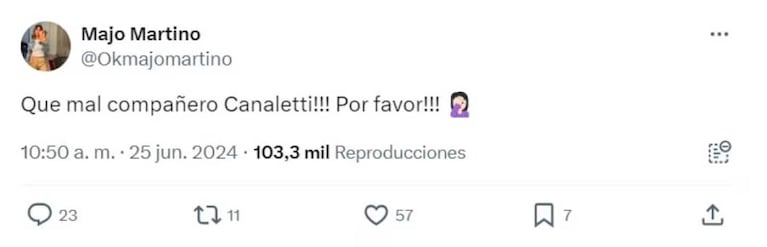 Majo Martino apuntó contra Ricardo Canaletti.