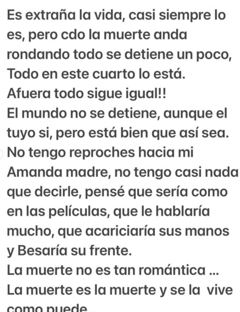 Maju Lozano se despidió de su mamá con una desgarradora carta: "Unidas en la espera de su muerte"