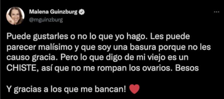 Malena Guinzburg hizo chistes sobre su padre en Masterchef Celebrity y la criticaron: "No me rompan"