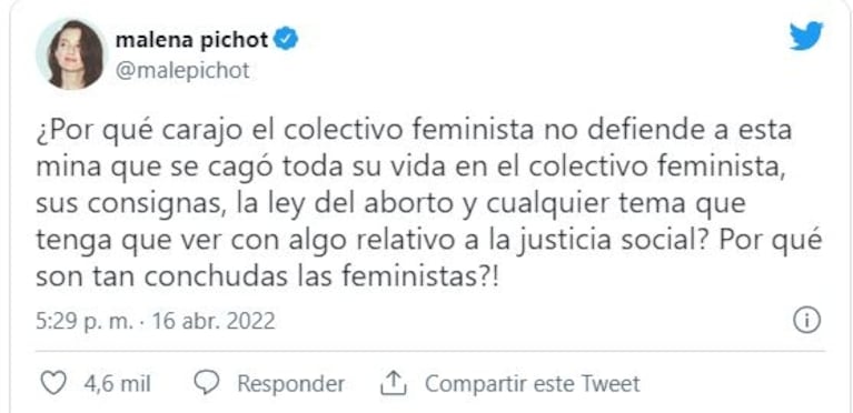 Malena Pichot opinó tras el descargo de la China Suárez: "El feminismo no está para defender a las personas en los escándalos televisivos"