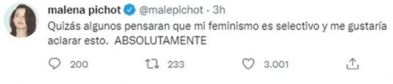 Malena Pichot opinó tras el descargo de la China Suárez: "El feminismo no está para defender a las personas en los escándalos televisivos"