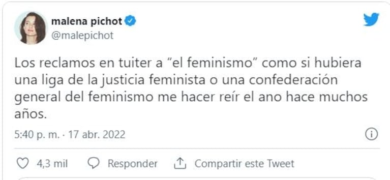 Malena Pichot opinó tras el descargo de la China Suárez: "El feminismo no está para defender a las personas en los escándalos televisivos"