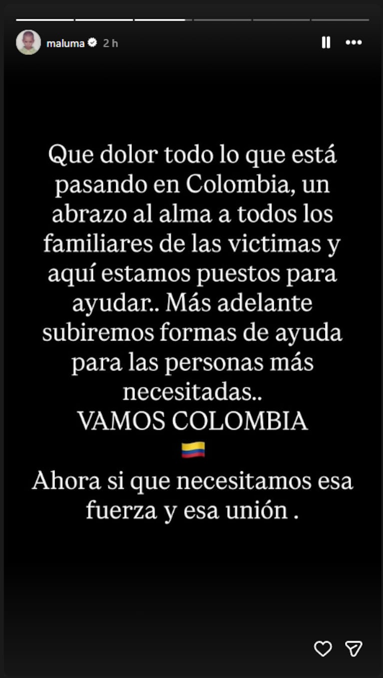 Maluma posteó tras el terremoto en Colombia.