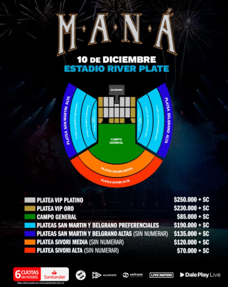 Maná en River Plate (foto de prensa)
