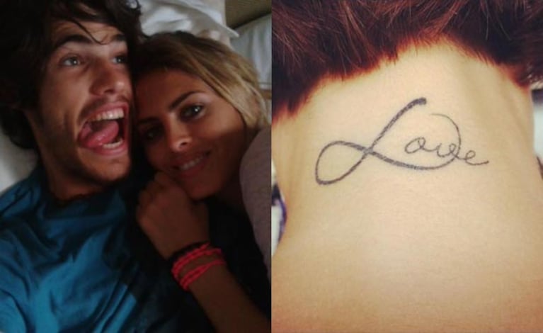 Manu Desrets y Silvina Luna, con su nuevo tatuaje (Foto: Web y Twitter).