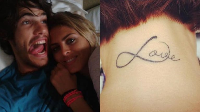 Manu Desrets y Silvina Luna, con su nuevo tatuaje (Foto: Web y Twitter).