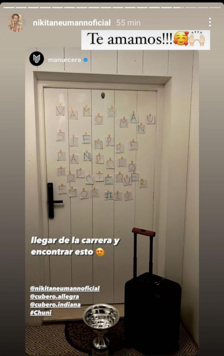 Manu Urcera mostró la sorpresa que le prepararon Nicole Neumann y sus hijas al volver de viaje: "Te amamos"