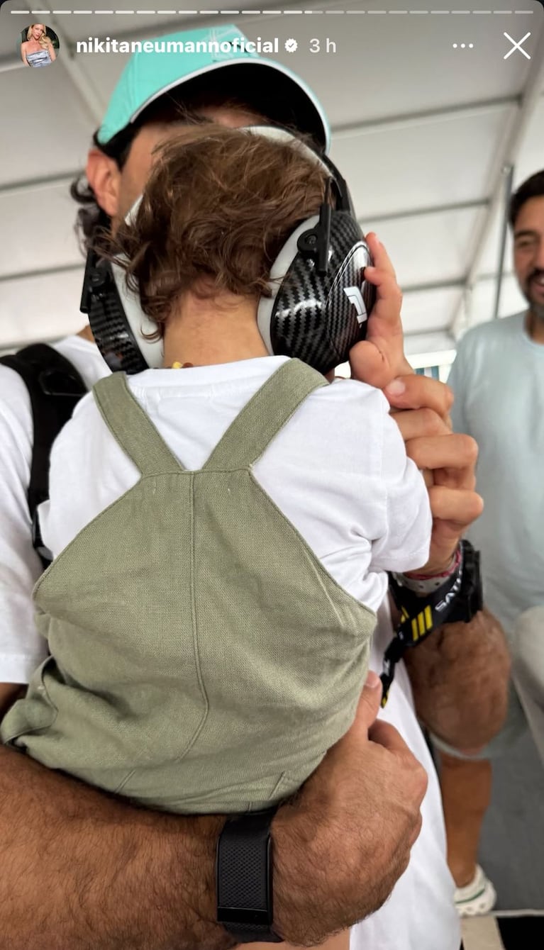 Manu Urcera y su hijo Cruz en el Gran Premio Miami de la Fórmula 1(Foto: captura de Instagram).