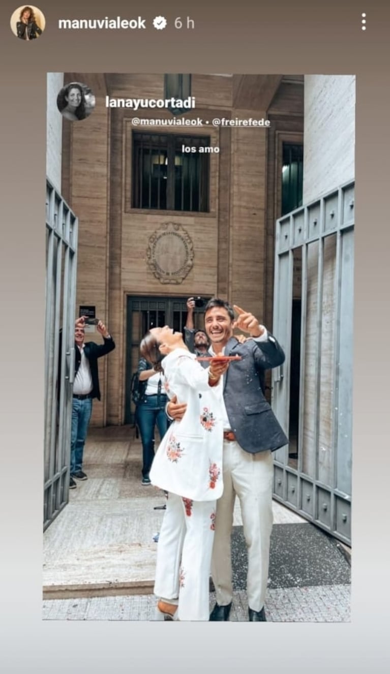 Manu Viale se casó con Fede Freire en una emotiva ceremonia con familiares y amigos: todas las fotos y el look de la novia