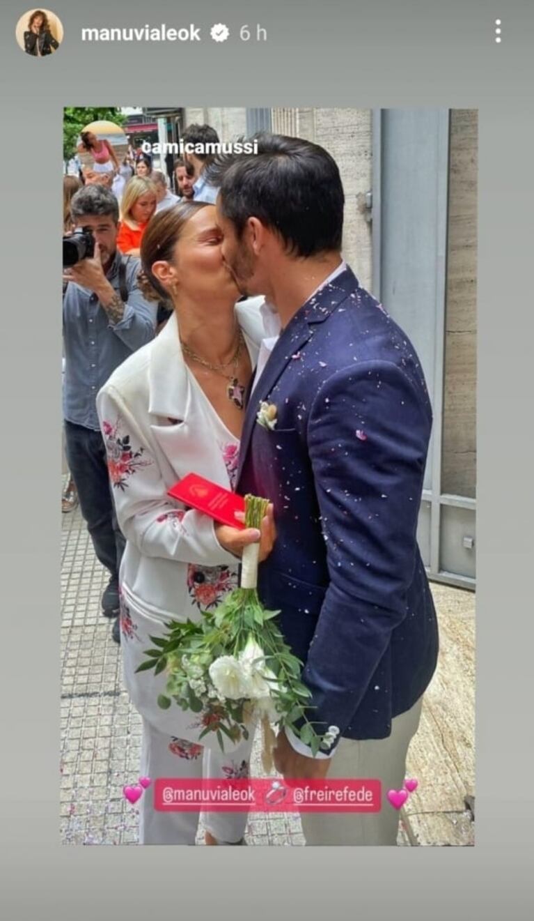 Manu Viale se casó con Fede Freire en una emotiva ceremonia con familiares y amigos: todas las fotos y el look de la novia