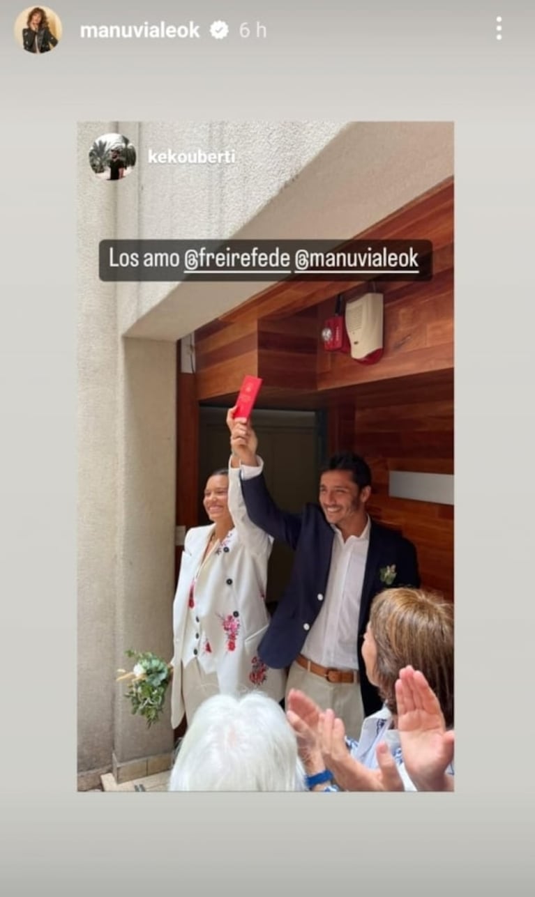 Manu Viale se casó con Fede Freire en una emotiva ceremonia con familiares y amigos: todas las fotos y el look de la novia