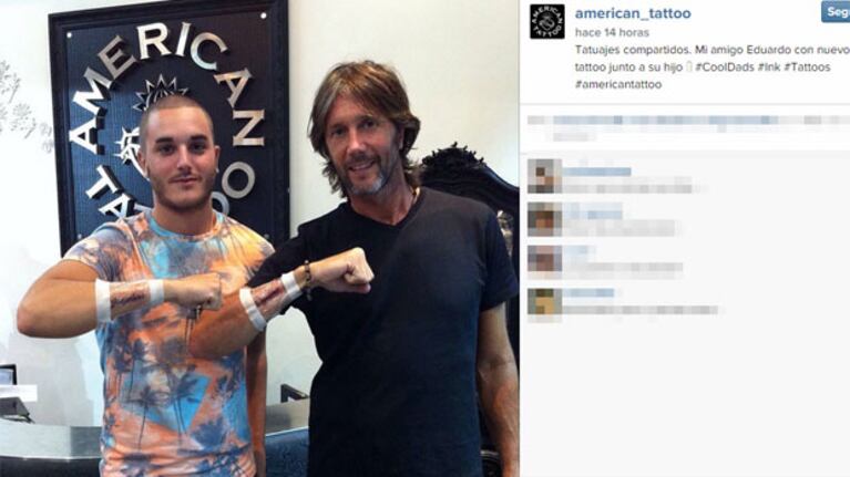 Manuel y Eduardo Celasco luciendo su nuevo y sentido tattoo (Fotos: Instagram).