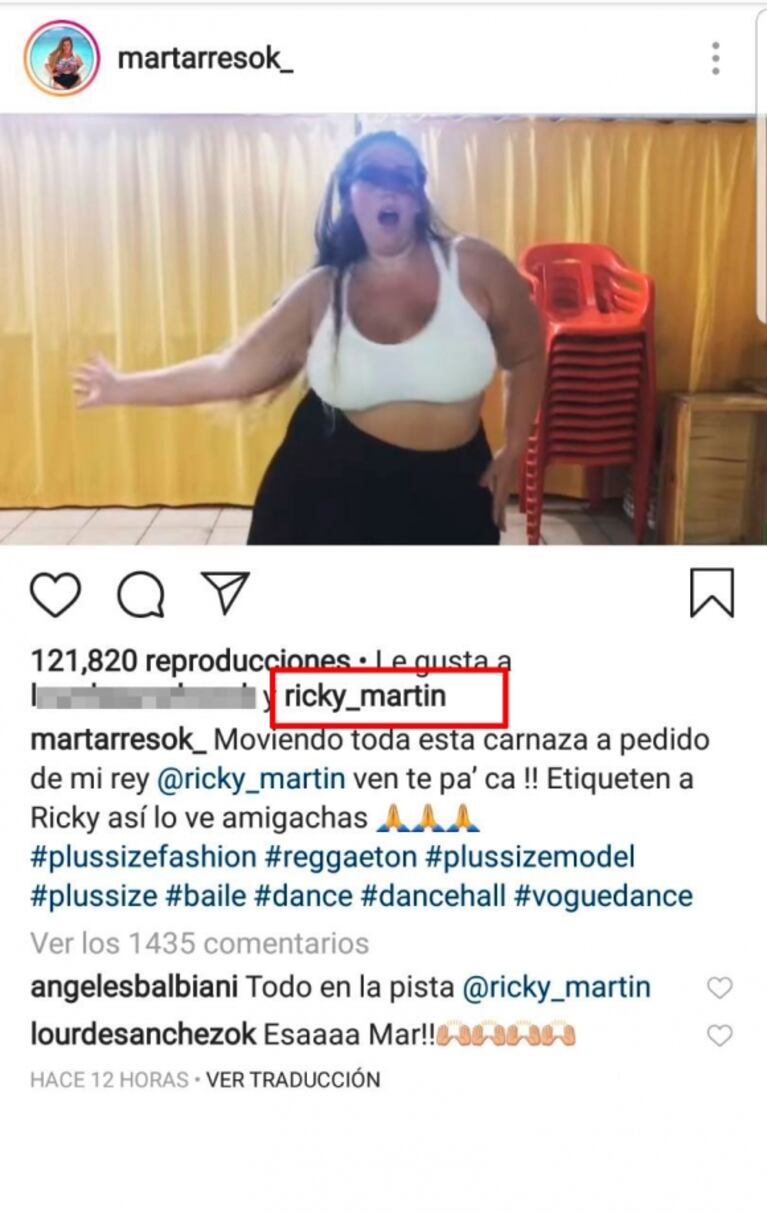 Mar Tarrés grabó un video bailando sexy una canción de Ricky Martin... ¡y se llevó el like del artista! 