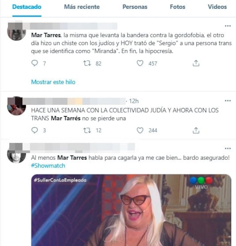 Mar Tarrés se vio envuelta en una nueva polémica por cómo se dirigió a una mujer trans en ShowMatch: "Es Sergio y Miranda"