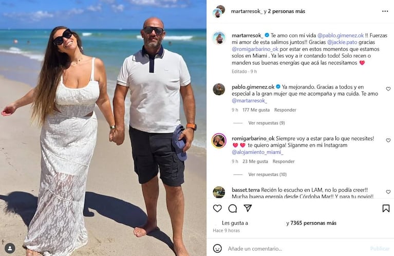 Mar Tarrés y su novio en Miami. Credito: Instagram/@martarresok