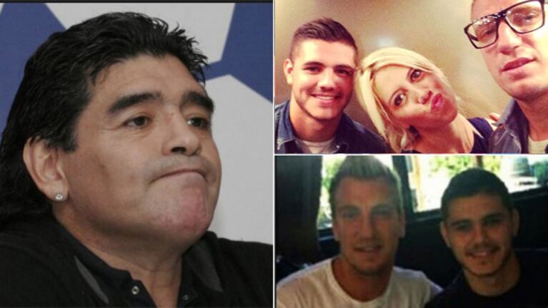 Maradona opinó del conflicto de Maxi López y Mauro Icardi. Fotos: Web.