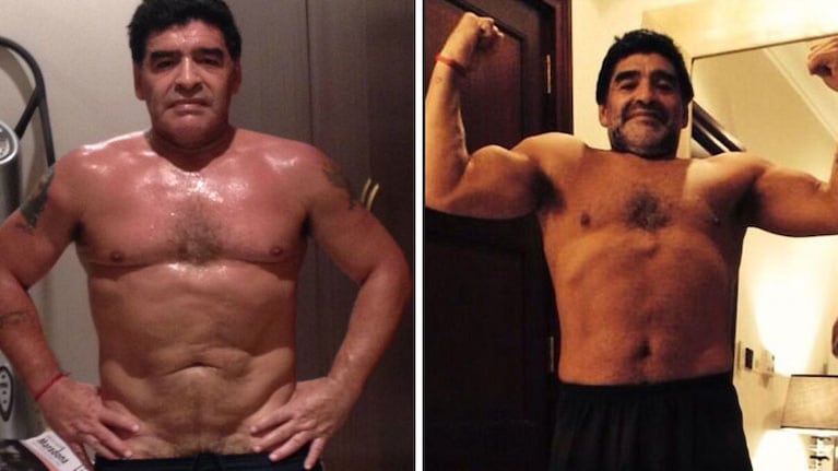 Maradona ya bajó 8 kilos tras el reajuste de su by pass gástrico. Foto: Web