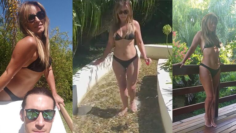 Marce caminó sobre piedras calientes y se bronceó en pareja.