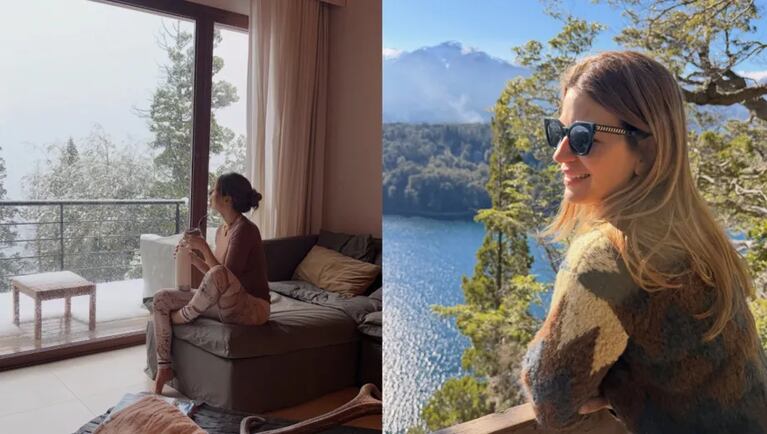 Marcela Kloosterboer disfrutó de un mate con la nieve de fondo y también se relajó frente al lago — Fuente: Instagram