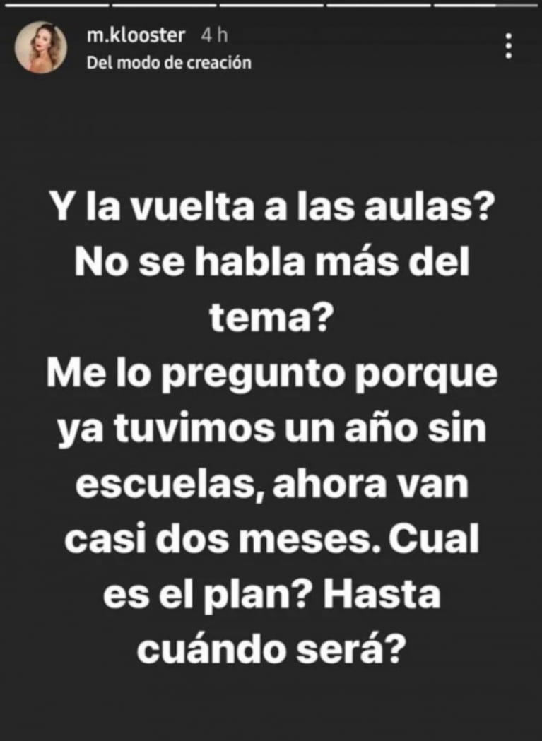 Marcela Kloosterboer pidió que los chicos vuelvan a tener clases presenciales: "Ya tuvimos un año sin escuelas"
