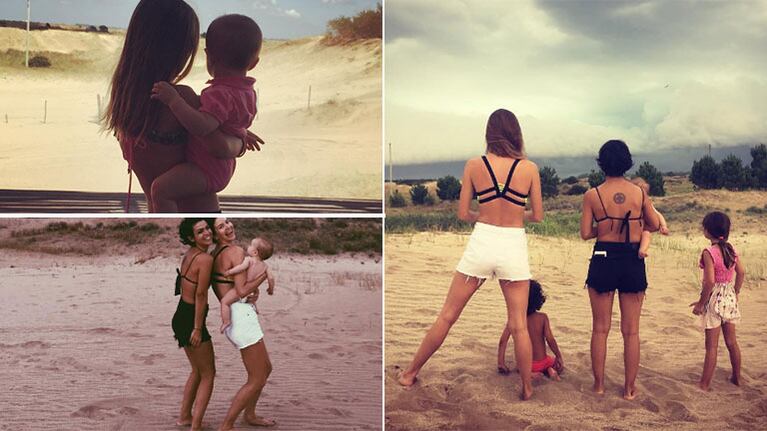 Marcela Kloosterboer y Agustina Cherri, días a puro relax con sus hijos en la playa (Foto: Instagram)