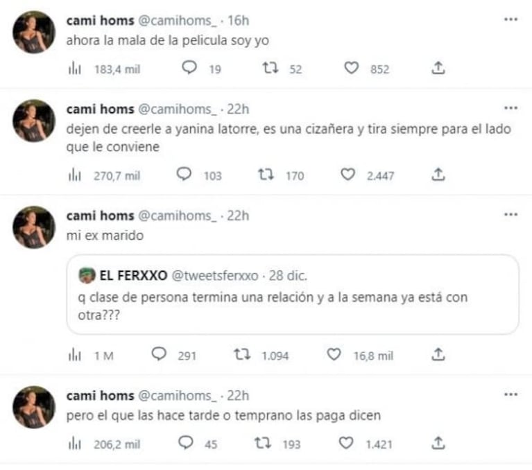 Marcela Tauro descartó el hackeo a Camila Homs tras los tweets contra Tini Stoessel