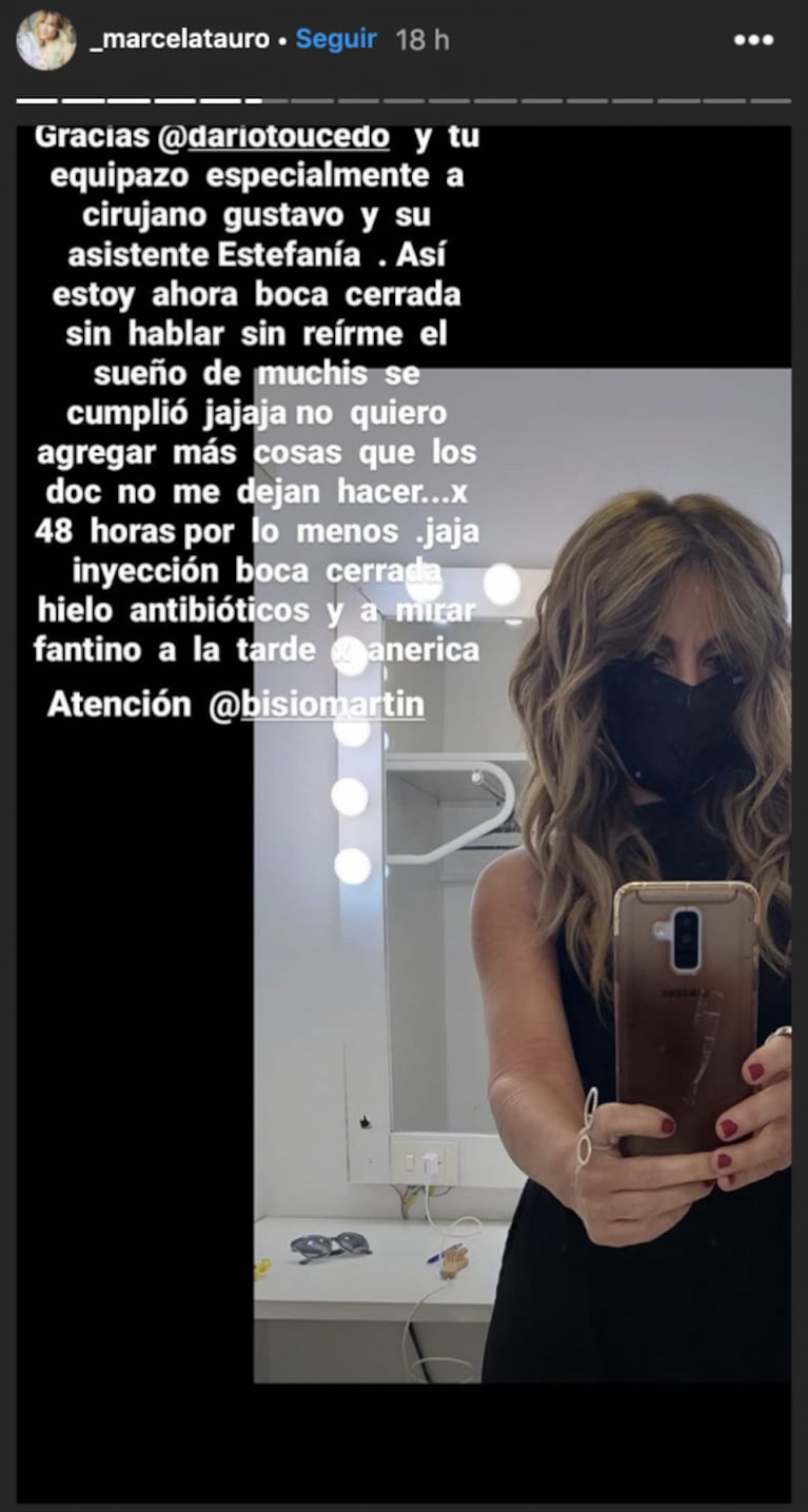 Marcela Tauro tuvo que ser intervenida de urgencia: "Así estoy ahora, a boca cerrada recuperándome"