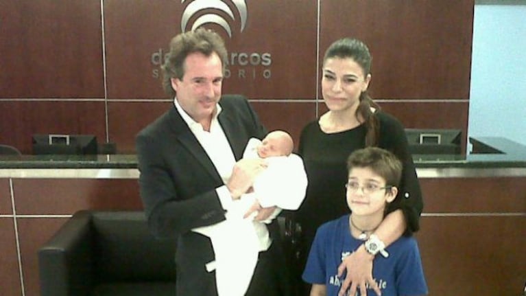 Marcelo Pocovi con su hijo Malek, Zulemita Menem y Luca. (Foto: Santiago Zeyen)
